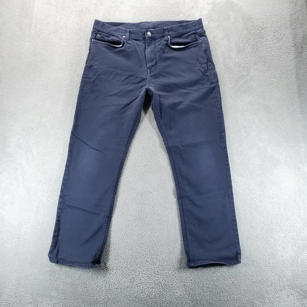 Banana Republic Traveler Pants Mens 36x30 Blue Slim Chino Stretch Casual Office‎